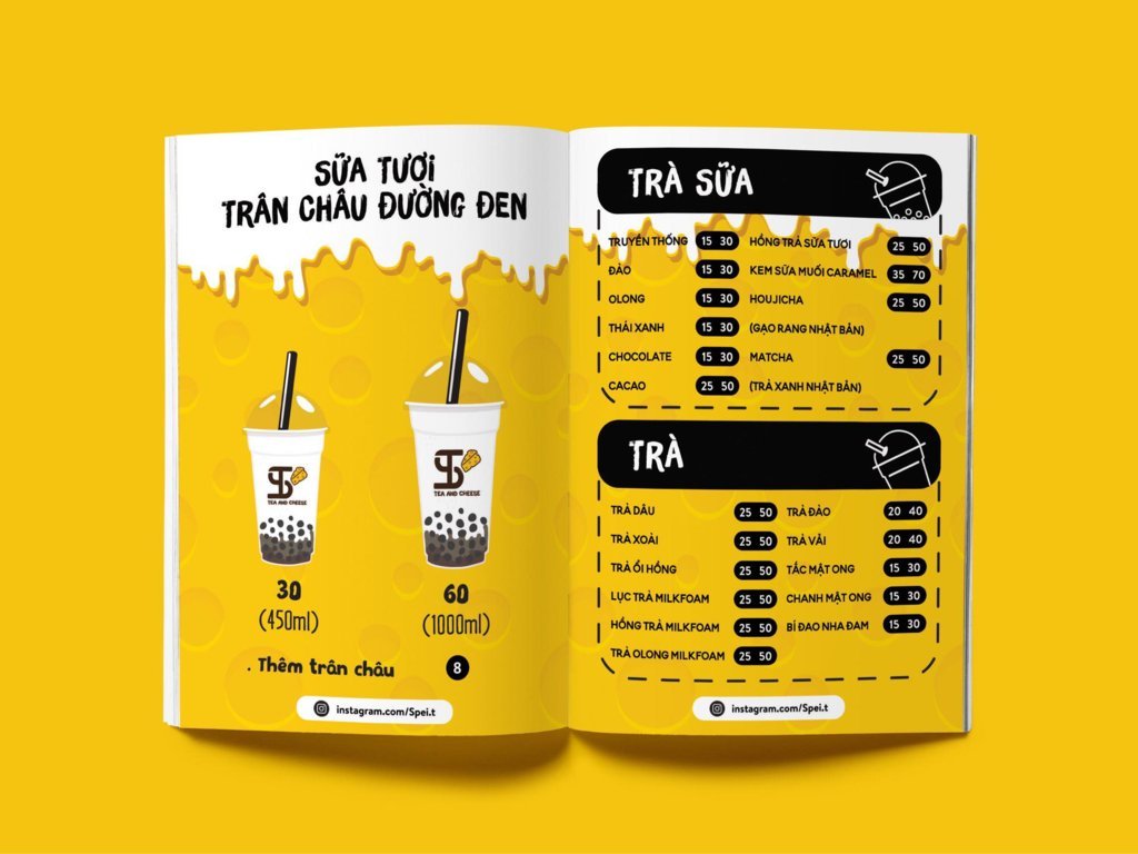 Menu Trà Sữa (Menu Tờ Gấp Đôi)