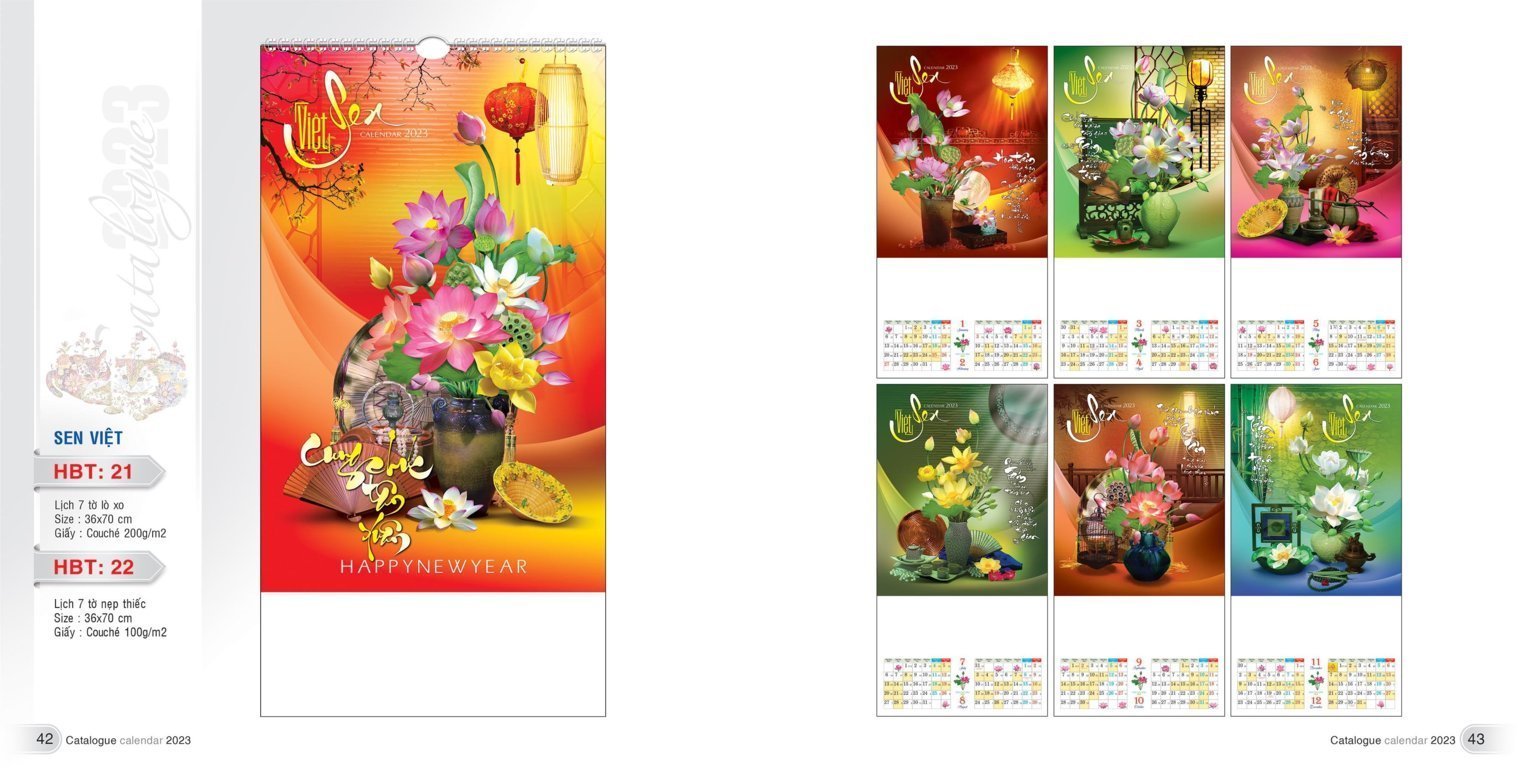 In Lịch Treo Tường Lò Xo Giữa 7 Tờ Lấy Nhanh từ 100 Tờ